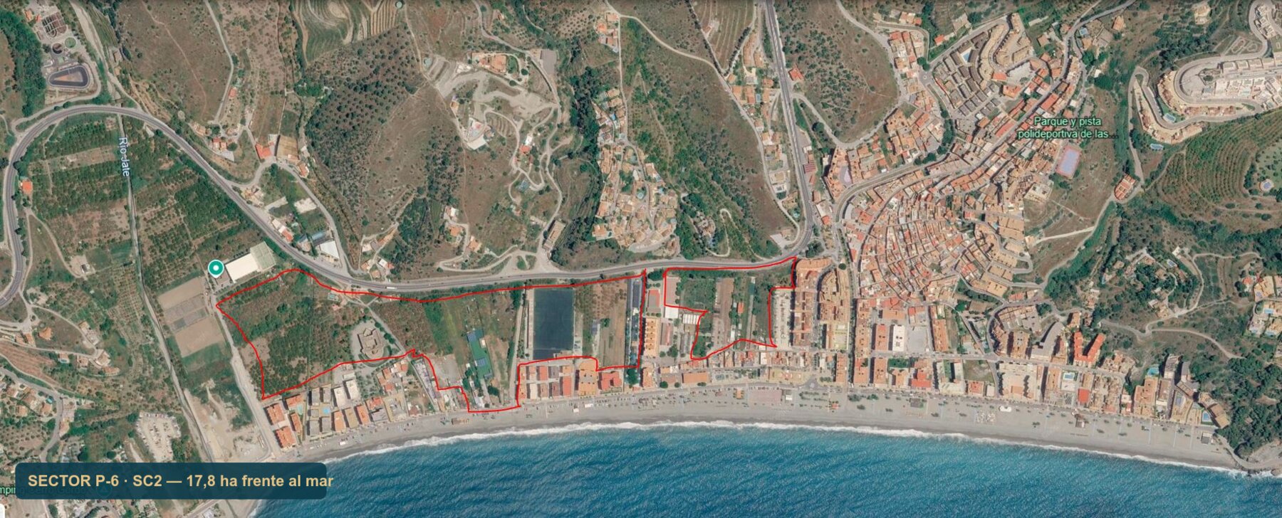 Vista aérea del sector P-6 desarrollado sobre la bahía de La Herradura