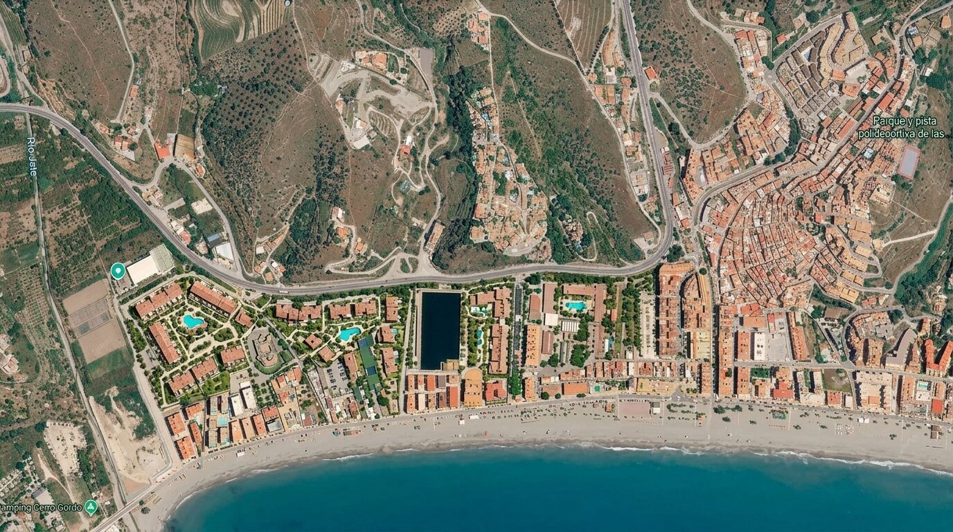 Perspectiva aérea del plan construido